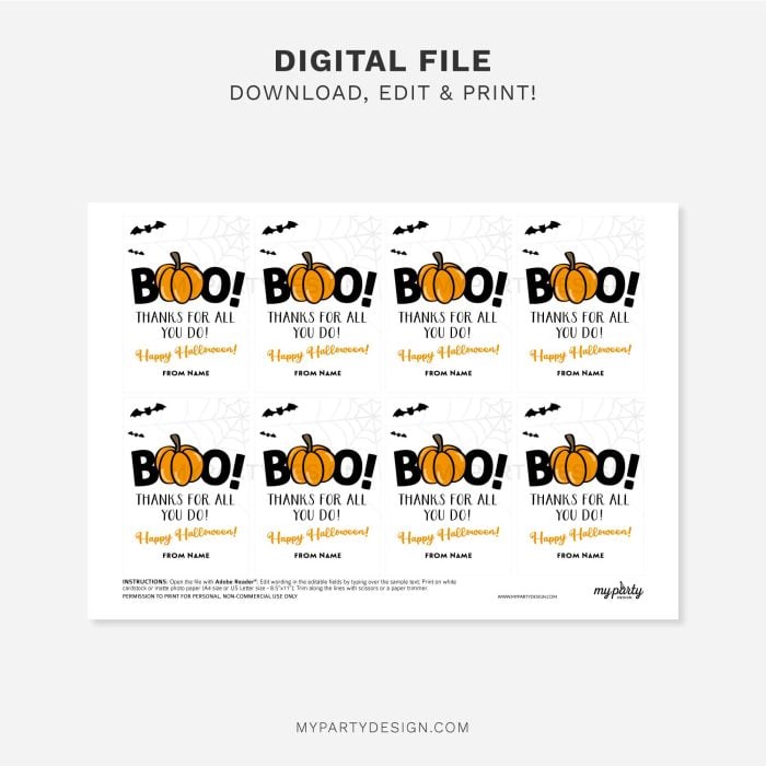 printable boo! thanks for all you do Halloween tags