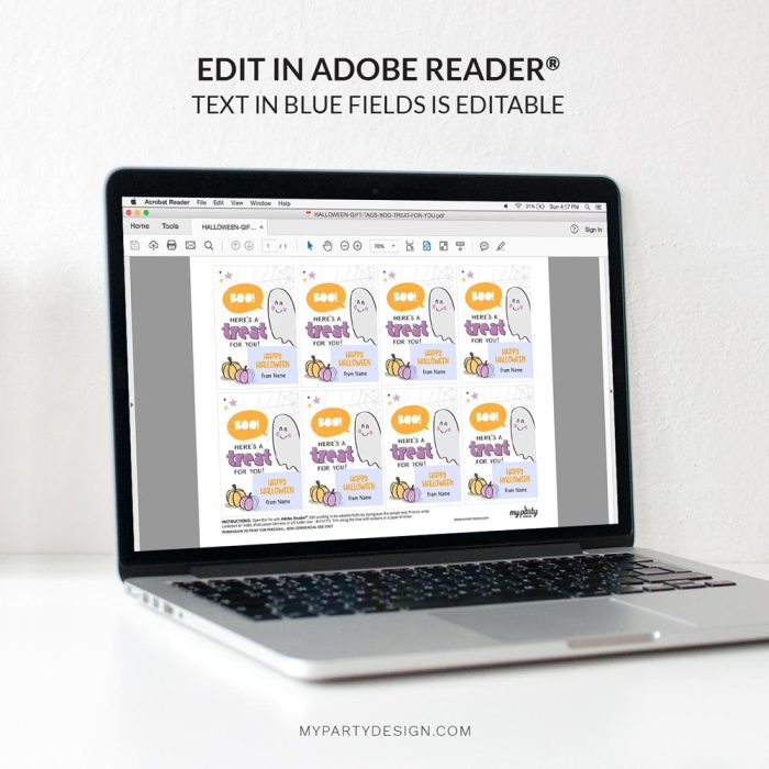 editable boo here's a treat for you halloween tags