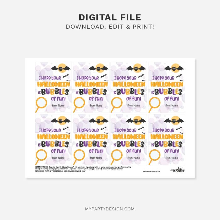printable bubbles of fun halloween tags for bubble wand gifts