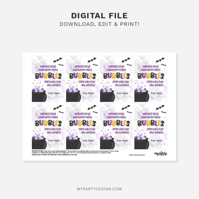 printable bubbles halloween tags for bubble wand gifts