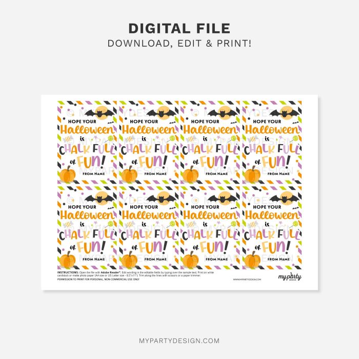 printable halloween chalk full of fun gift tags for halloween class gifts