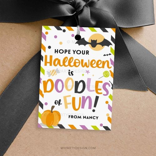 halloween doodles of fun gift tags for halloween class gifts