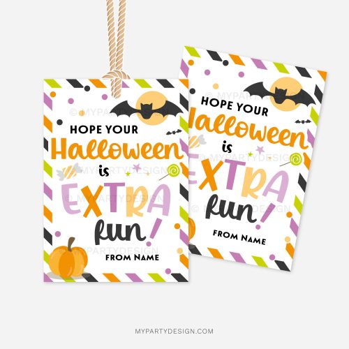 printable halloween class gift tags that read "Hope your Halloween is extra fun!"