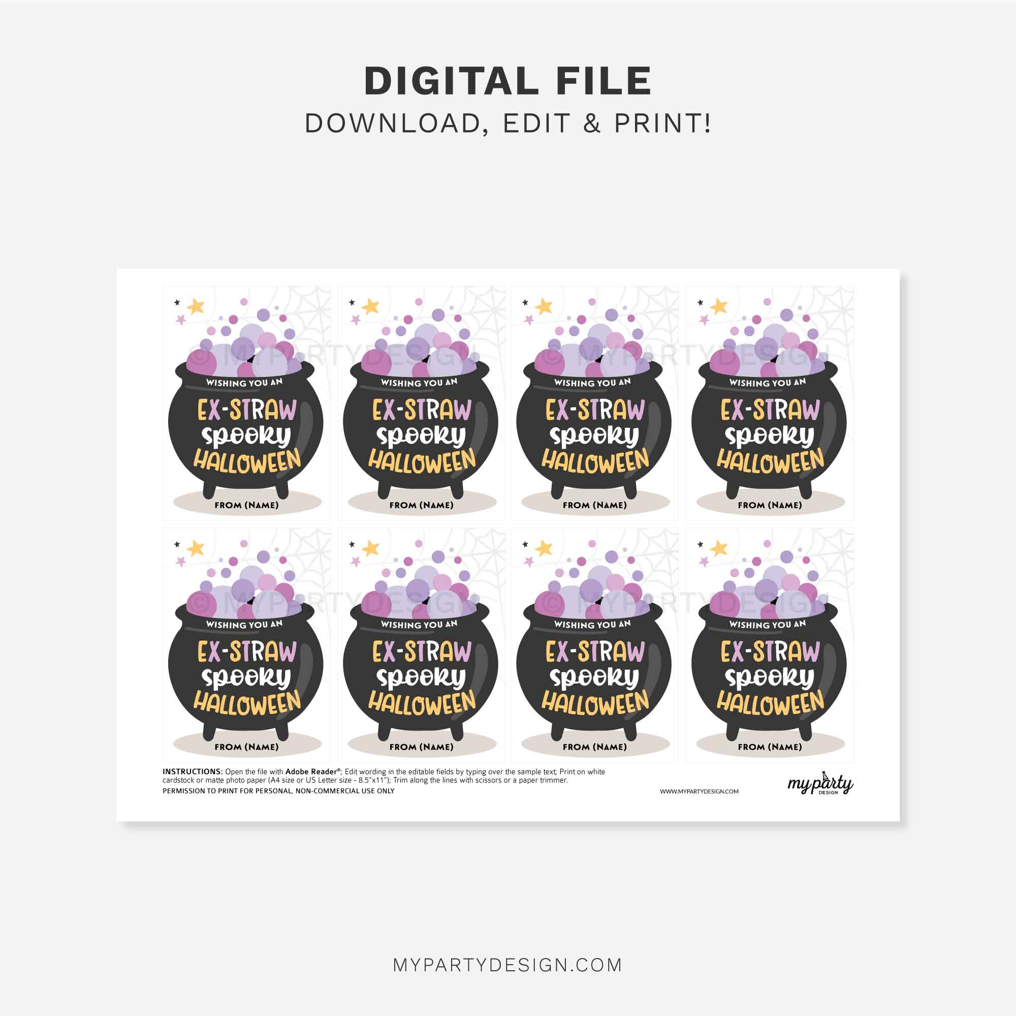 HALLOWEEN-GIFT-TAGS-EXTRAW-SPOOKY-00C printable Ex-Straw Spooky halloween gift tags for crazy straw class gifts