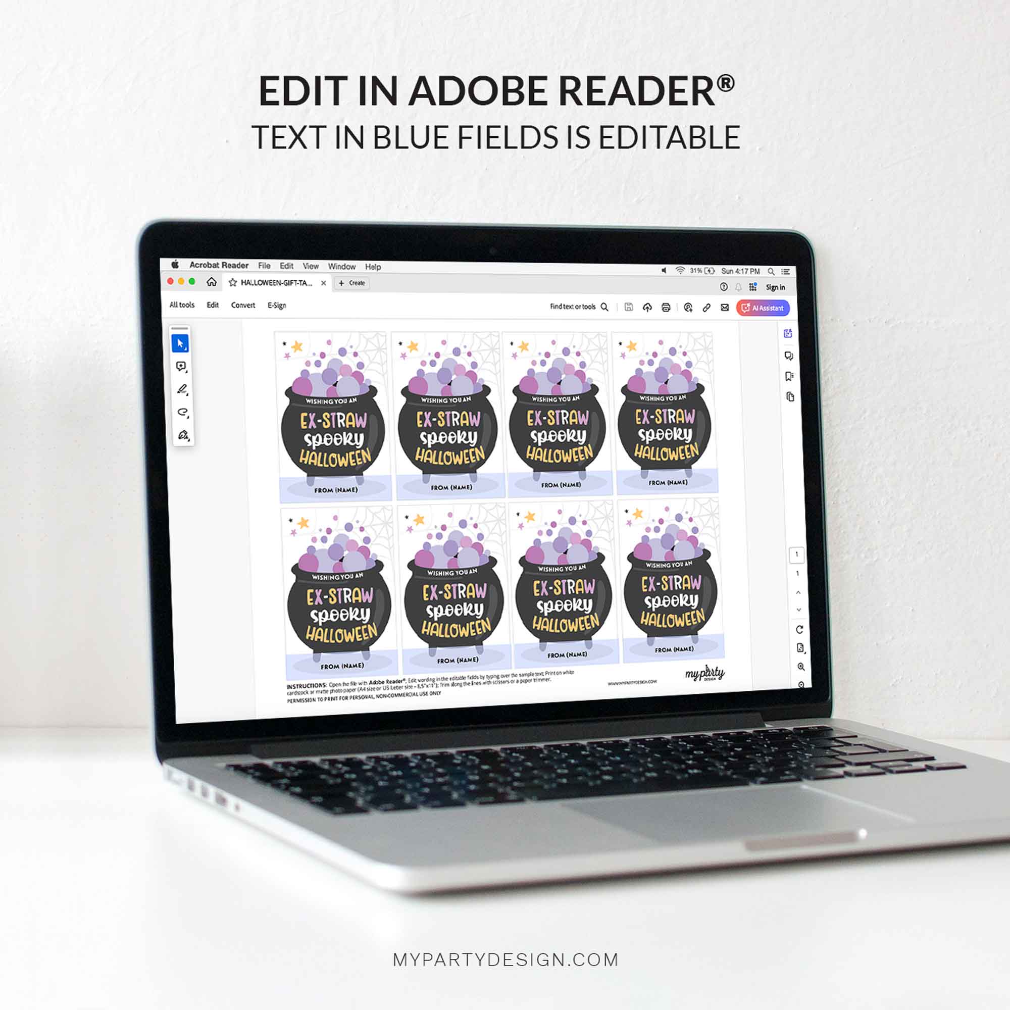 HALLOWEEN-GIFT-TAGS-EXTRAW-SPOOKY-00D editable Ex-Straw Spooky halloween gift tag template