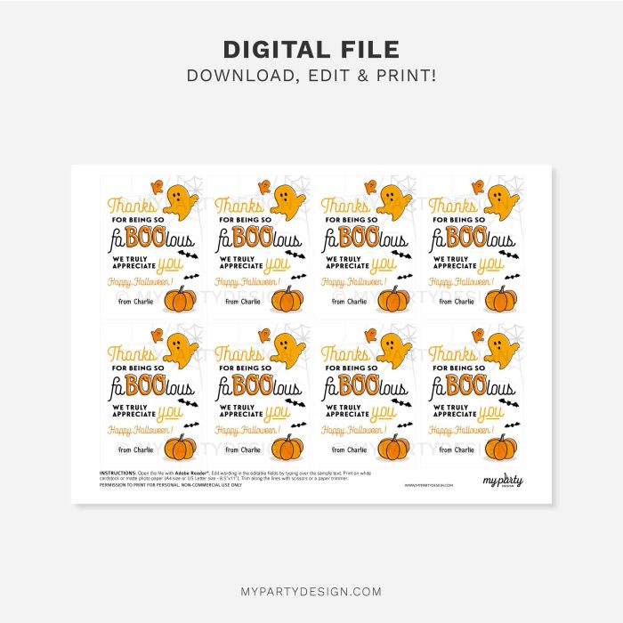 printable thanks for being so faBOOlous halloween gift tags for halloween appreciation gifts