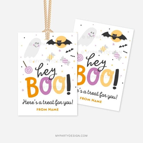 cute halloween gift tags that read "hey boo here's a treat for you"