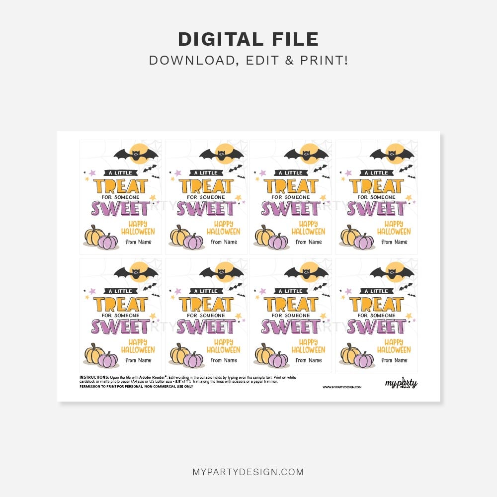 HALLOWEEN-GIFT-TAGS-LITTLE-TREAT-00C printable a little treat for someone sweet halloween tags