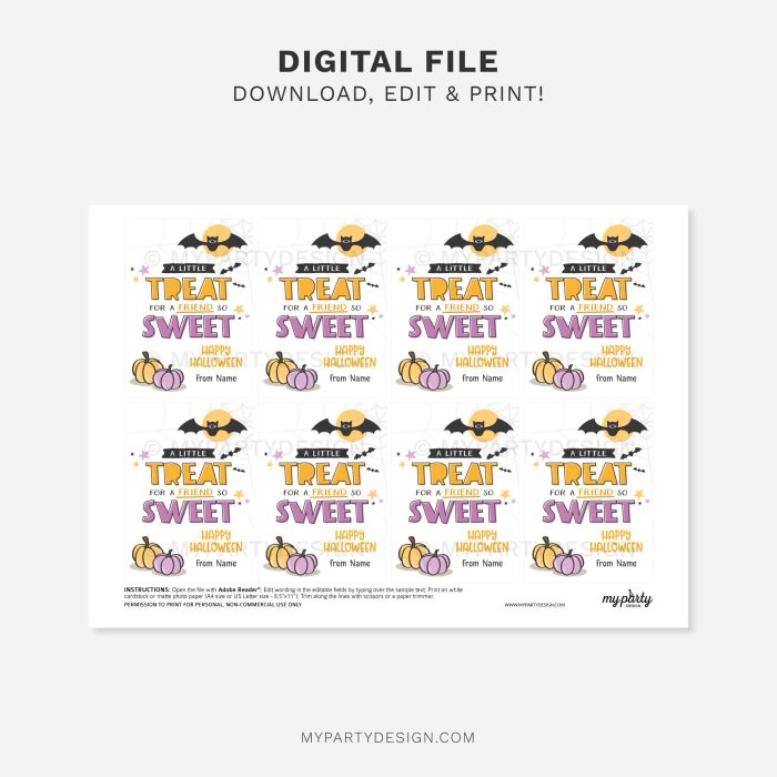 printable treat for a friend so sweet halloween tags for school class gifts
