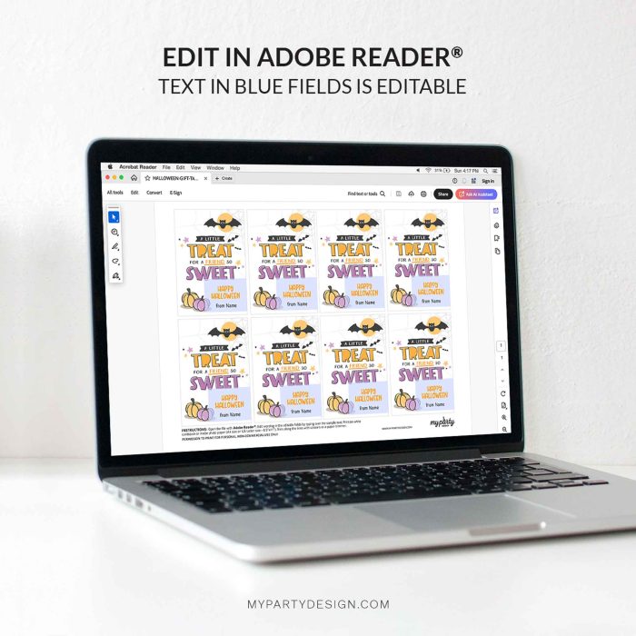 editable treat for a friend so sweet halloween tag template for school class gifts