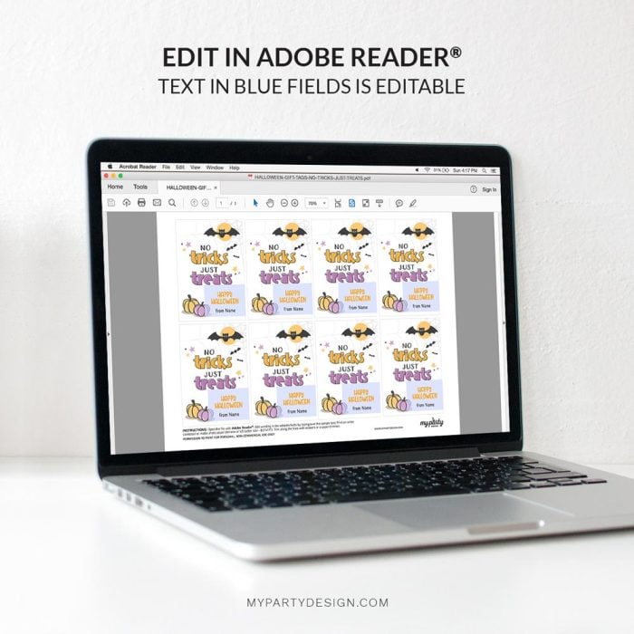 editable no tricks just treats halloween tags