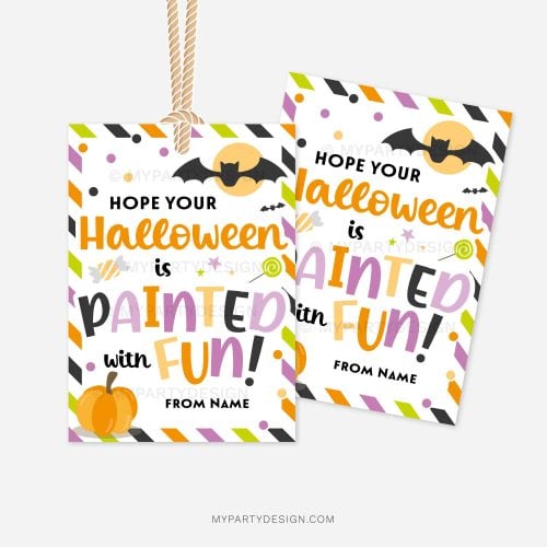 printable halloween class gift tags that read "Hope your Halloween is painted with fun!"
