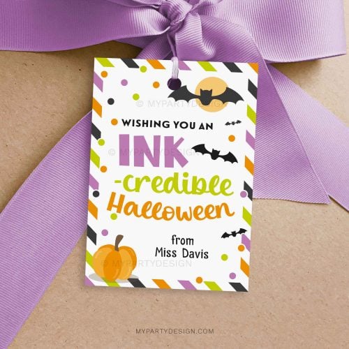 inkcredible halloween gift tag for pen or texta class gift