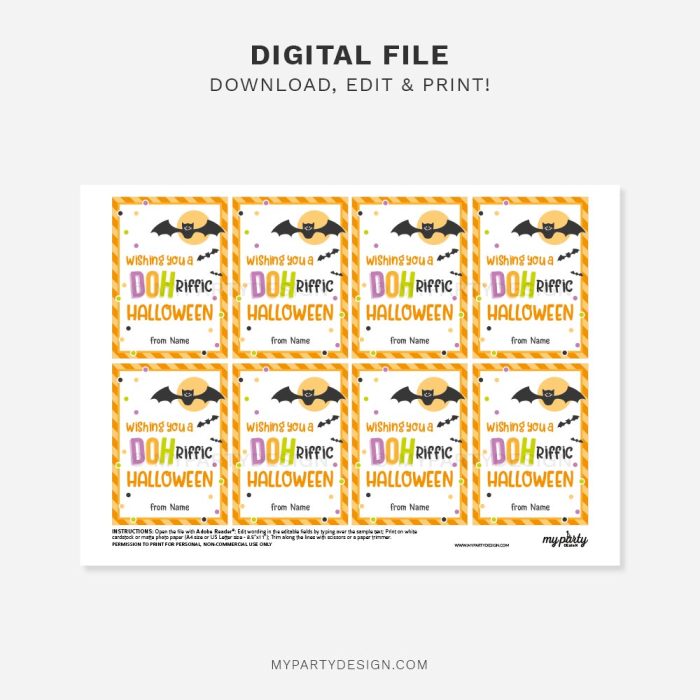 printable Halloween playdough tags for play dough gifts