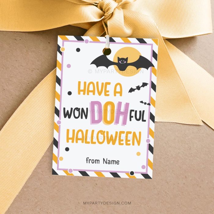 have a wondohful halloween tags for play dough gifts