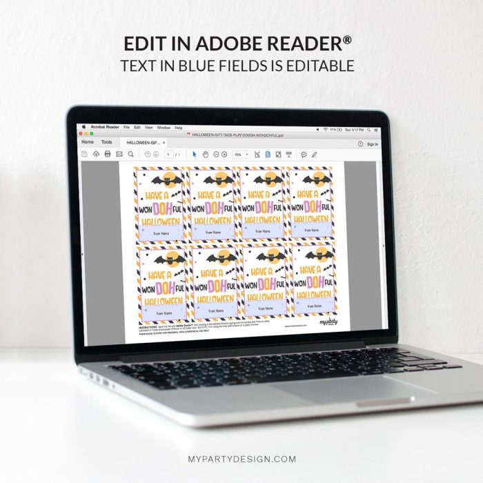 editable have a wondohful halloween tags for play dough gifts