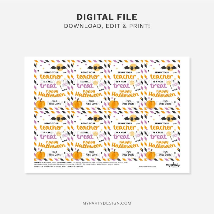 printable Halloween Treat Tag for Students