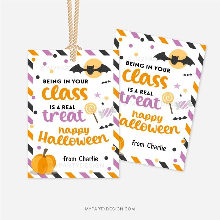 being in your class is a real treat Halloween tag for class gifts