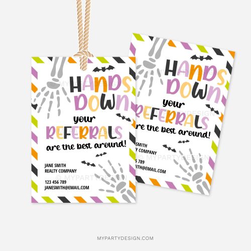 hands down halloween referrals tags for referral appreciation gifts