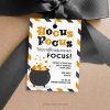 halloween client referrals appreciation gift tag that reads "hocus pocus, your referrals are my focus"