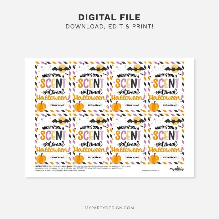 printable scent-sational Halloween gif tag for scented or fragrance gifts