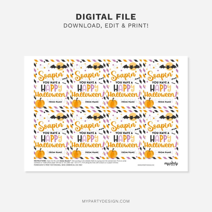 printable halloween soap gift tags for teacher gifts