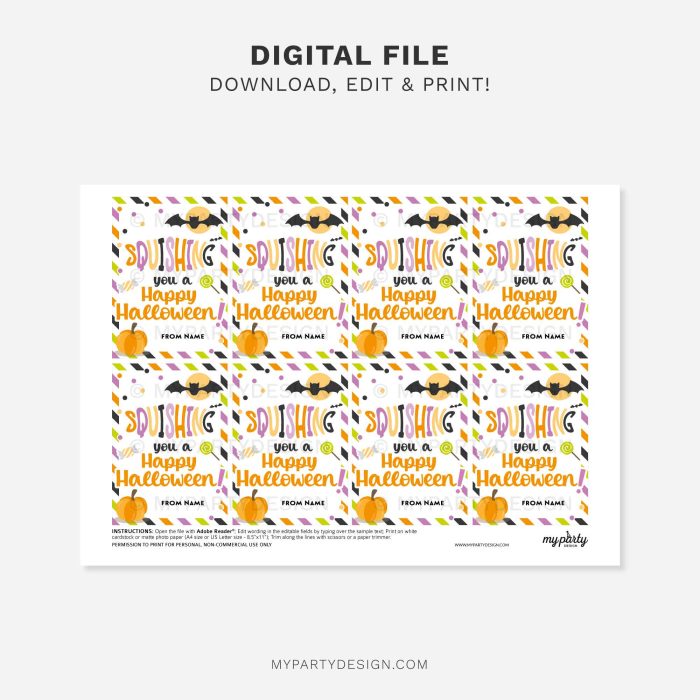 printable squishing you a happy Halloween gif tag for squishy toy class gifts