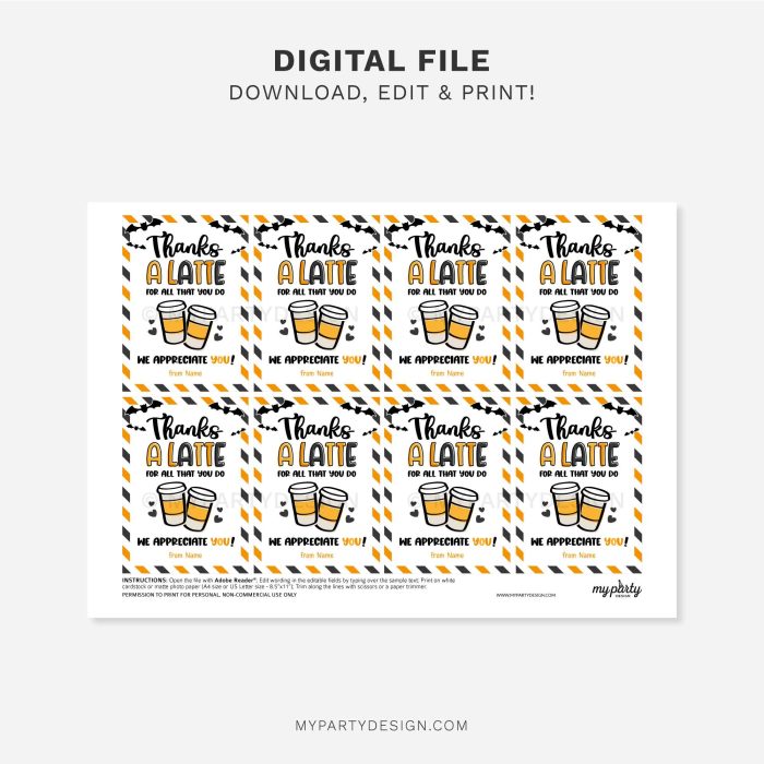 printable thanks a latte halloween tags