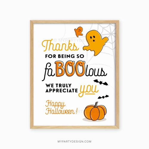 thanks for being so faBOOlous sign for halloween appreciation gifts