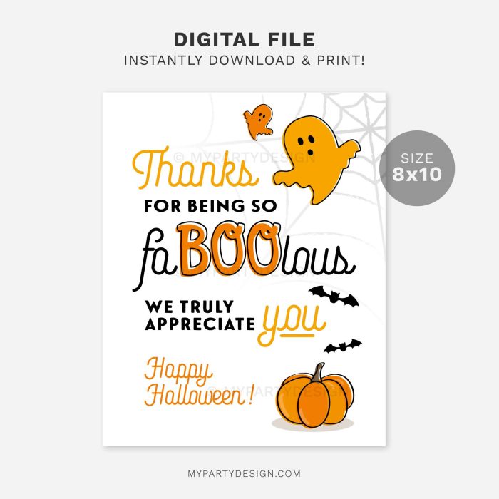 printable thanks for being so faBOOlous sign for halloween appreciation gifts