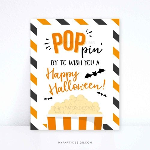 poppin by to wish you a happy halloween sign for popcorn gifts