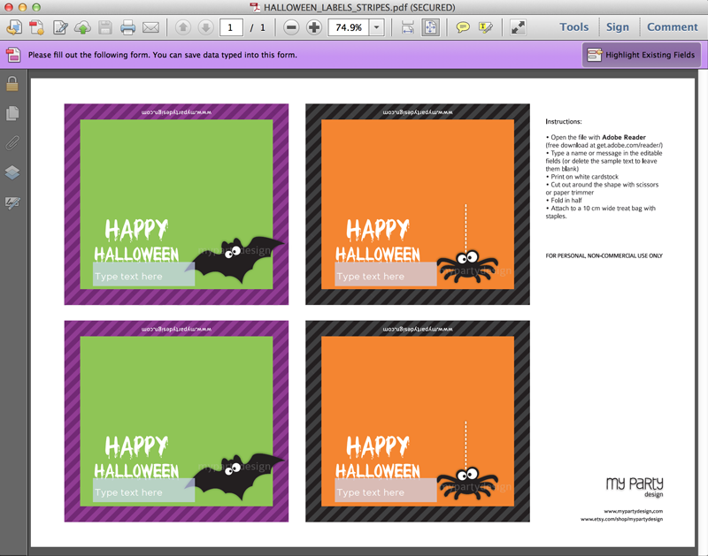 HALLOWEEN_LABELS_STRIPES-05 editable halloween bag toppers for kids