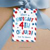 have a bright 4th of July gift tag in red white and blue colours for independence day gifts