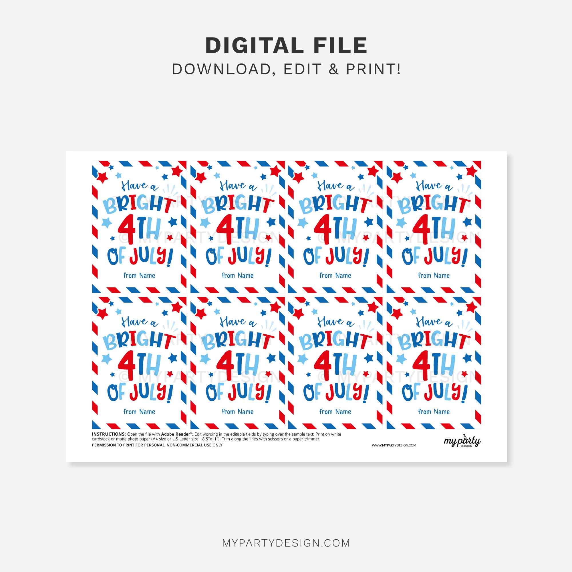 HAVE-A-BRIGHT-4TH-OF-JULY-GIFT-TAGS-00C printable have a bright 4th of July gift tag in red white and blue colours for independence day gifts