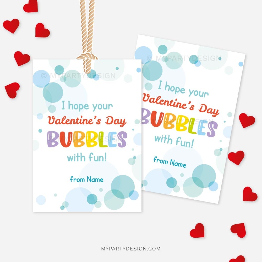 KIDS-VALENTINES-TAGS-BUBBLES-00A Bubbles Valentines Tags / Cards