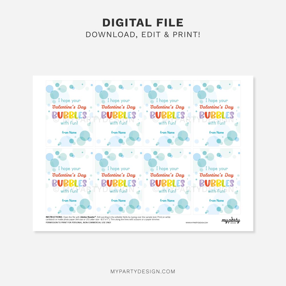 KIDS-VALENTINES-TAGS-BUBBLES-00B printable Bubbles Valentines Tags / Cards