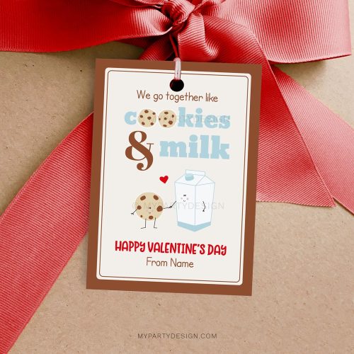 Cookies and Milk Valentines tags / cards