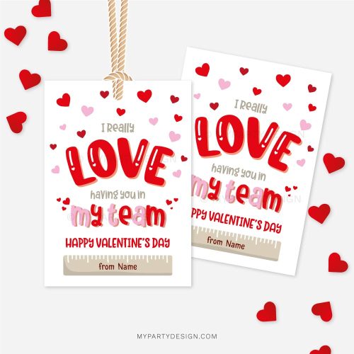 team valentines for kids sports, dance or cheer team mates