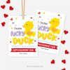 lucky ducks valentines tags for Valentine's Day class gifts