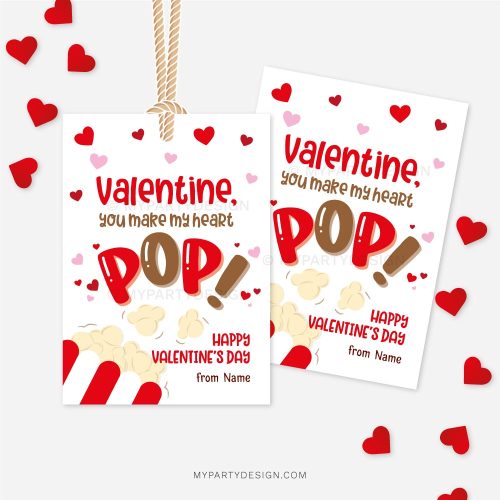 "you make my heart pop" popcorn valentines tag
