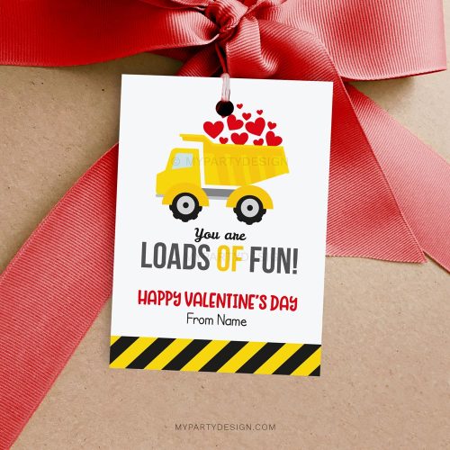 Dump Truck Valentines tags / cards for kids