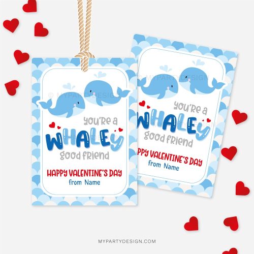 you're a whaley good friend valentines tags