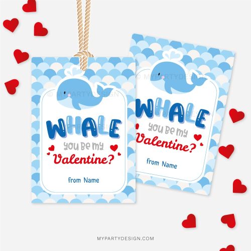 whale you be my valentine tag