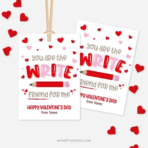 pencil valentines tags