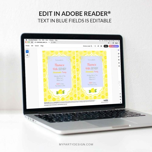 lemonade party invitation - editable printable invite