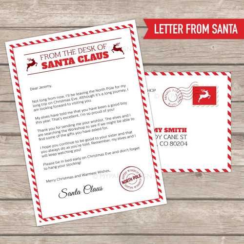 Letter from santa template printables