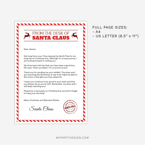 printable letter from santa template