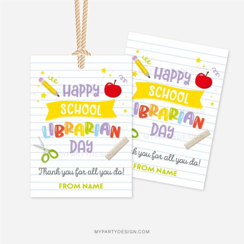 School Librarian Day tag for library appreciation gifts