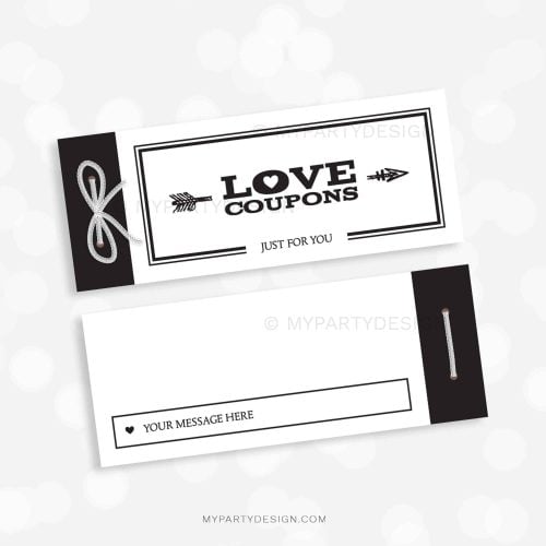 black and white love coupon book for valentines day, anniversary or birthday gift