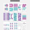 printable magic potion party decoration theme in purple and turquoise colours, featuring potion mixing illustrations